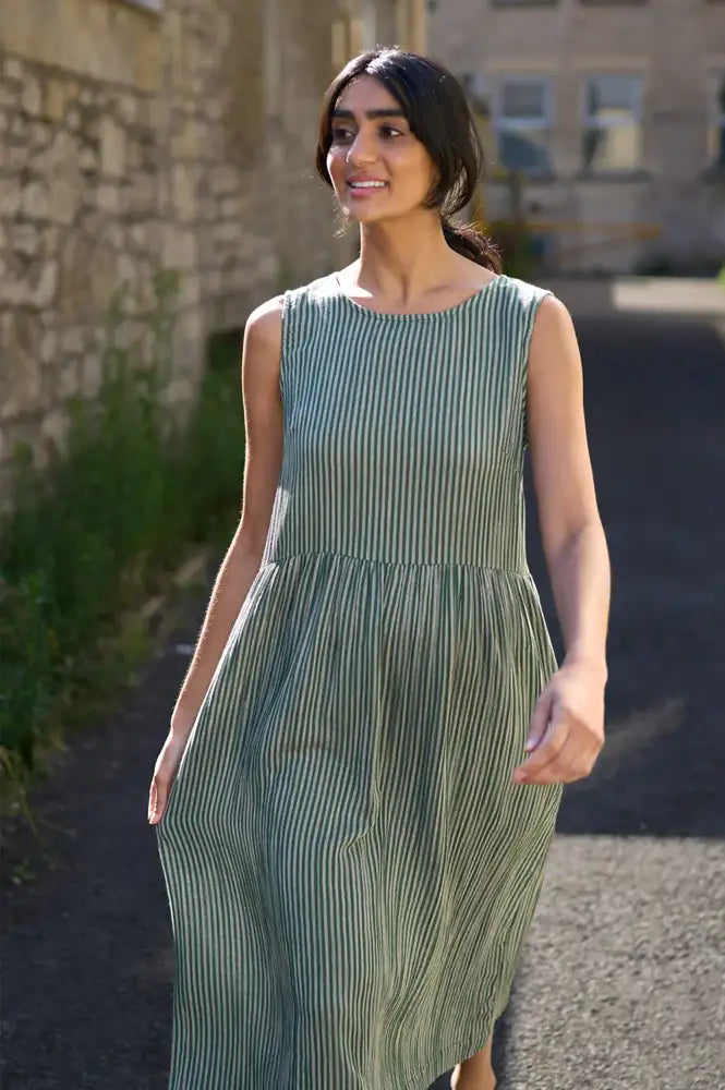 Bibico Elaine Green Striped Dress - The Mercantile London