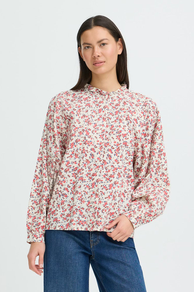 ICHI Qwina Teaberry Floral Blouse