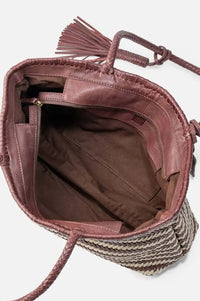 Biba Perkins Striped Brown Braided Leather Bag
