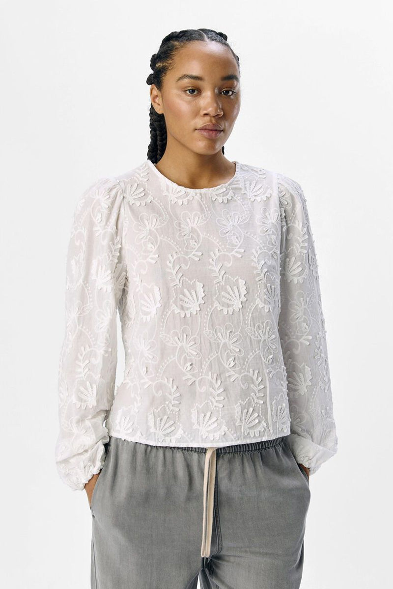 Object Mya Cloud Dancer Floral Blouse