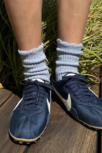 Le Bon Shoppe Linen Scallop Pale Blue Socks