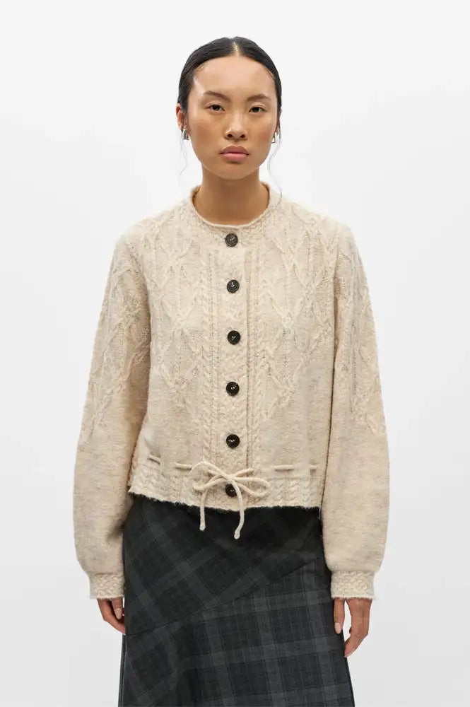 Object Gunvi Macadamia Cable Knitted Cardigan