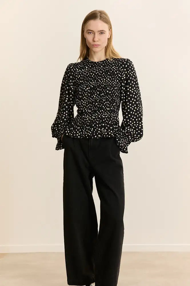 Garance Dean Polka Dot Smocked Blouse