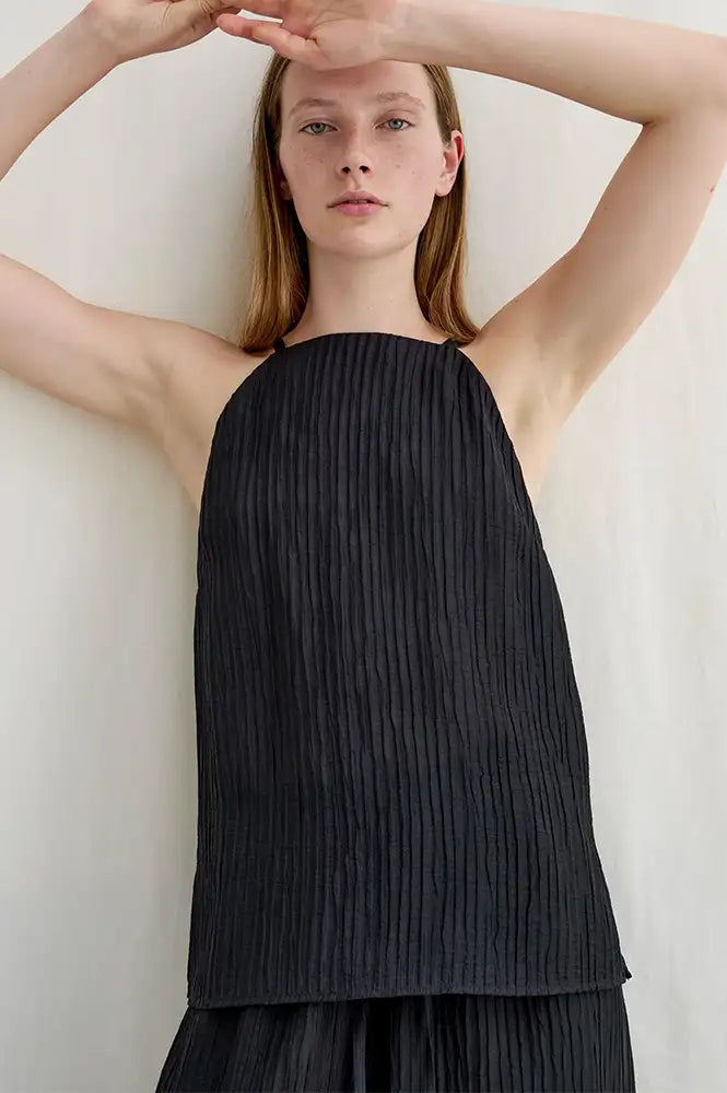 Diarte Dimas Wrinkle Black Top - The Mercantile London