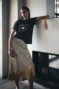 Rabens Saloner Elmi Cognac Ombre Ikat Bias Skirt - The Mercantile London