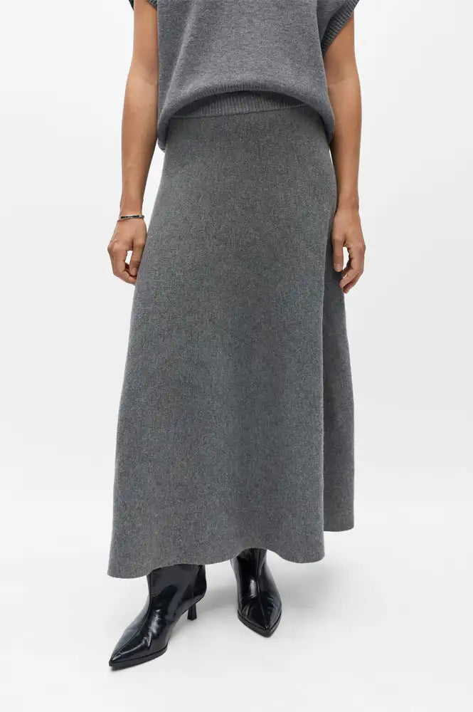 Object Tone Medium Grey Knitted Skirt