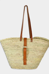 Mikwi Leather Buckled Woven Basket Bag