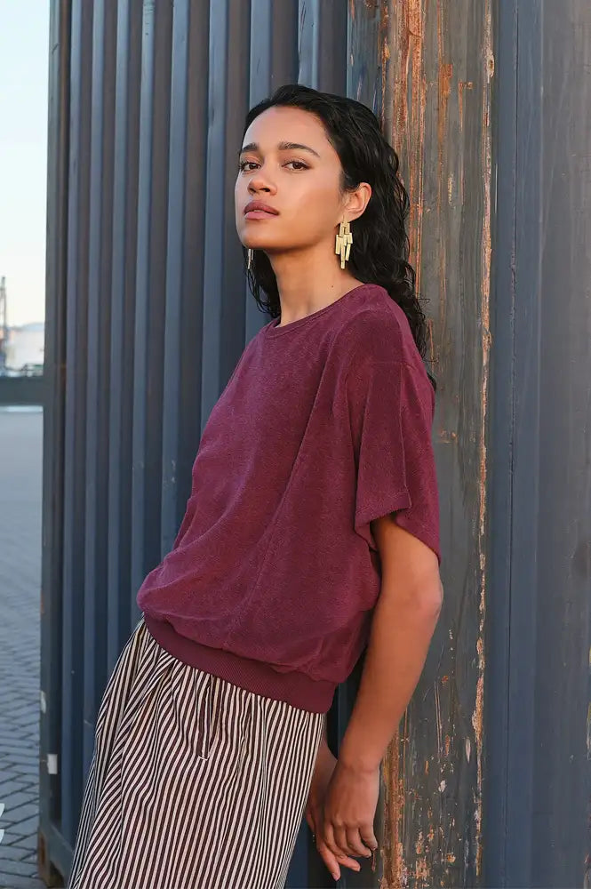 By-Bar Nuki Burgundy Slub Top