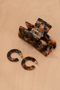 B.M.L Hortense Resin Orange/Black Hair Claw - The Mercantile London
