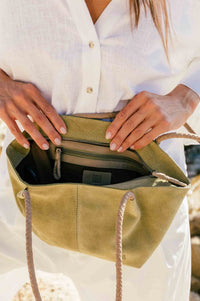 Biba Somerville Lime Suede Shoulder Bag