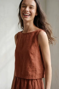 Artisans Of Humanity Rust Linen Tank Top