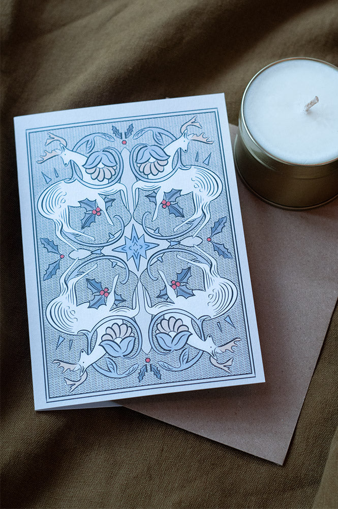 The Hatched Line Deer & Starlight Greeting Card - The Mercantile London