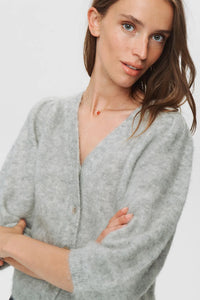Numph Suri Light Grey Melange Cardigan - The Mercantile London