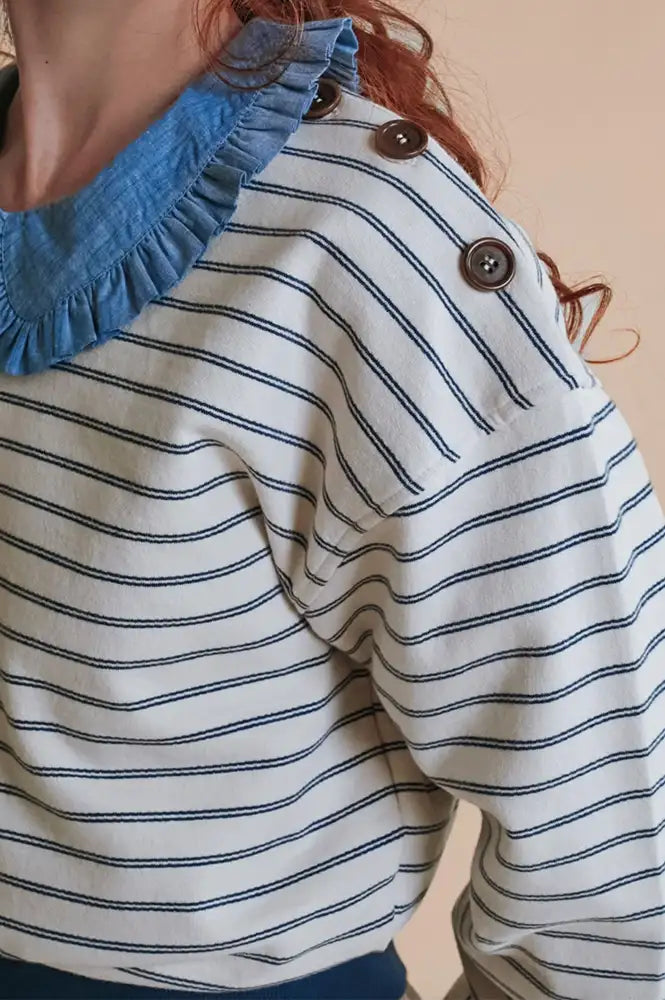 Emile Et Ida Elliot Navy Pinstripe Sweatshirt