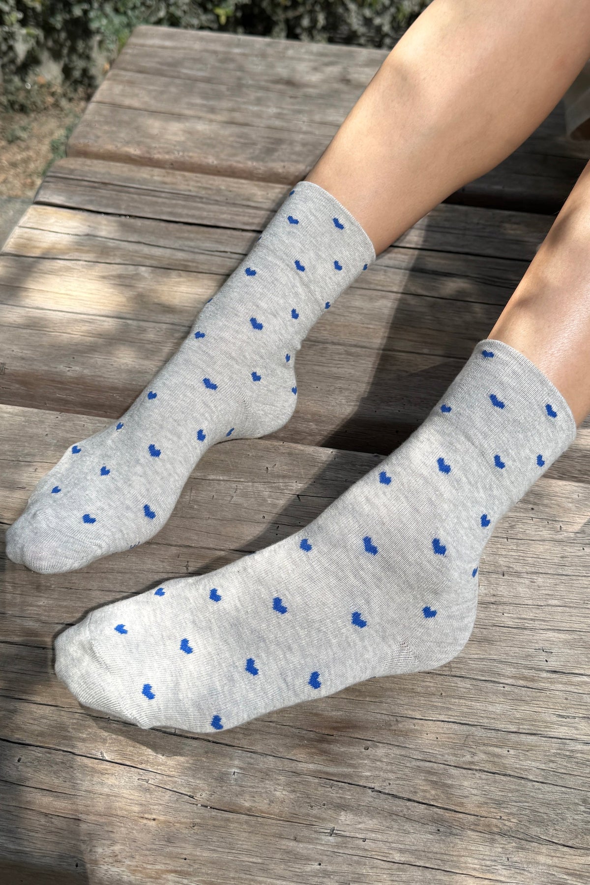 Le Bon Shoppe Melange Grey & Cobalt Heart Sneaker Socks