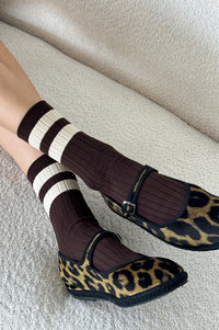 Le Bon Shoppe Her Varsity Espresso Socks - The Mercantile London