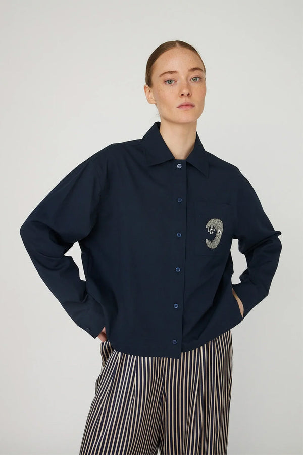 Stella Nova Navy Embellished Moon Shirt - The Mercantile London