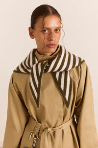 Damson Madder Olive and Pink Stripe Triangle Scarf