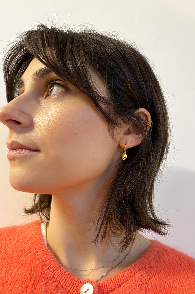 White Molten Gold Pendant Earrings - The Mercantile London