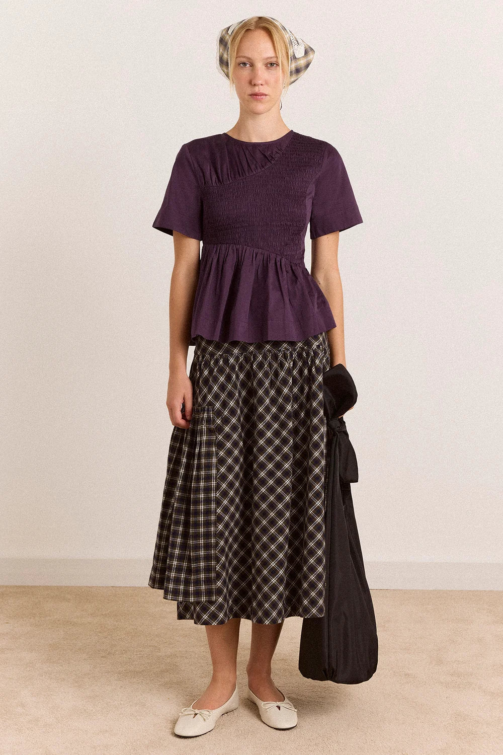 Damson Madder Emmy Plum Shirred Top