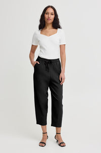 ICHI Linno Black Barrel Leg Trousers - The Mercantile London