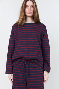 Lolly's Laundry Demi Bordeaux Striped Sweatshirt