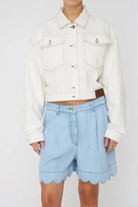 Stella Nova Light Blue Soft Denim Scalloped Shorts - The Mercantile London