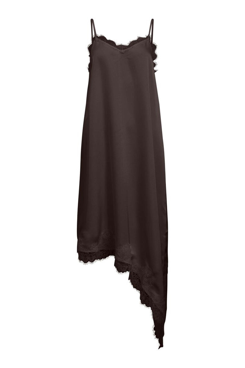 Object Naline Seal Brown Lace Slip Dress