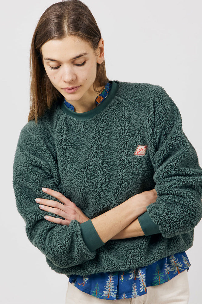A.P Guillaumine Green Sherpa Sweatshirt - The Mercantile London