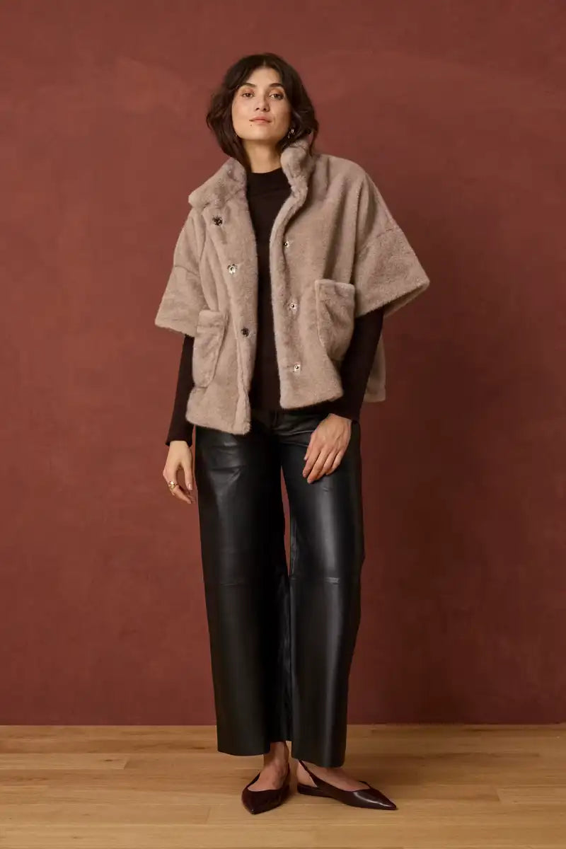 Fransa Doris Driftwood Grey Fur Jacket