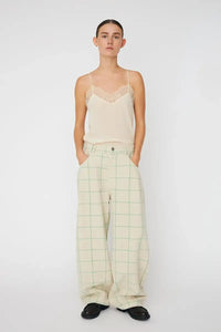Stella Nova Creme Checked Baggy Low Waist Trousers - The Mercantile London