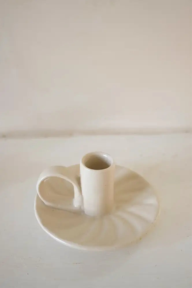 Wee Willy Winkee Cream Ridged Candle Holder - The Mercantile London
