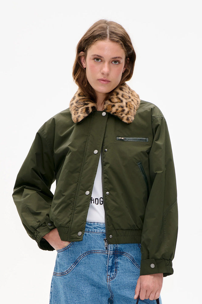 Baum Und Pferdgarten Bronte Green Leopard Bomber Jacket - The Mercantile London