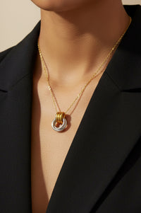 Lunar Two Tone Interlinking Ring Necklace - The Mercantile London