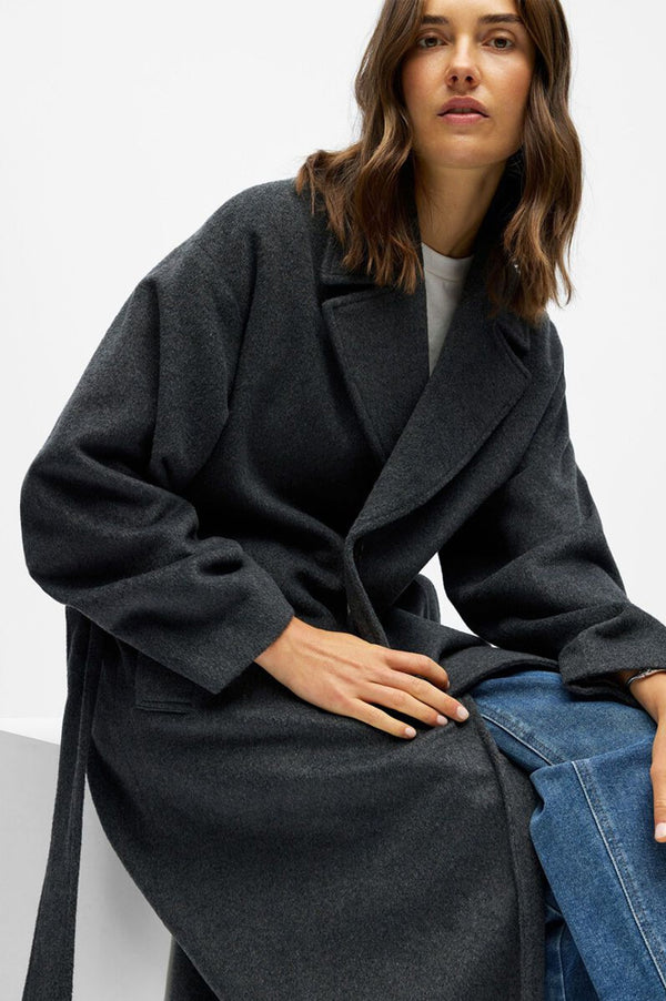 Object Aubrey Grey Longline Coat - The Mercantile London