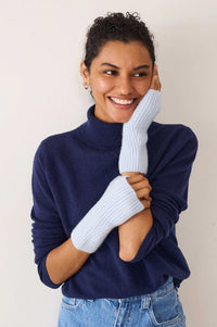 Loop Coco Whisper Blue Cashmere Mitts - The Mercantile London