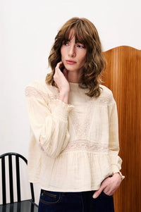 FRNCH Amber Cream Lace Blouse - The Mercantile London
