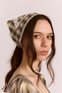 Damson Madder Cardamon Check Headscarf
