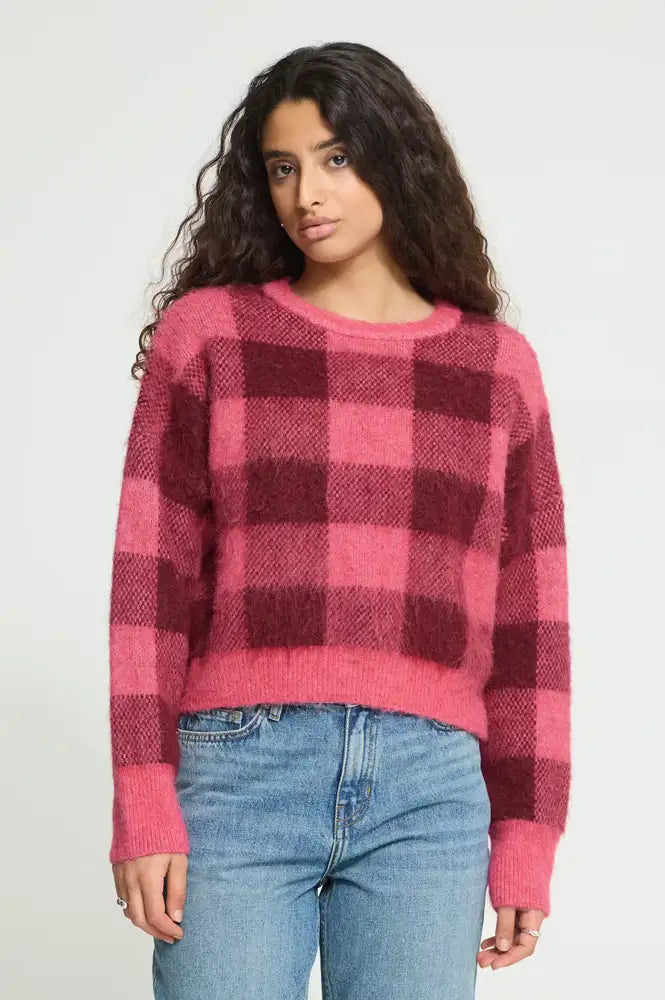 ICHI Elena Fruit Dove & Zinfadel Checked Jumper