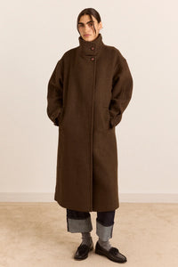 Damson Madder Agnes Chocolate Wool Coat