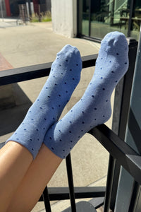 Le Bon Shoppe Patterned Blue & Navy Polka Dot Sneaker Socks