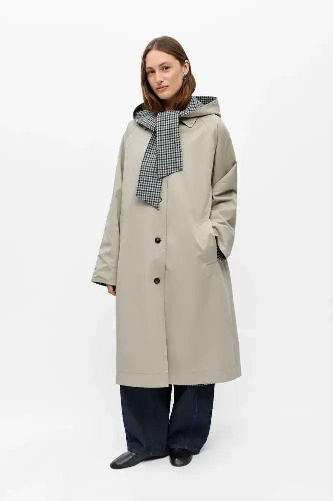 Object Holly Grey Checked & Beige Reversible Trench Coat