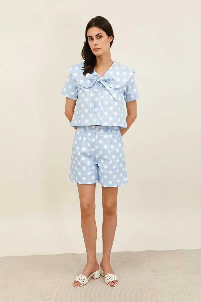 Daphne Marie Ciel Blue Polka Dot Shorts
