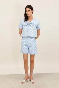 Daphne Marie Ciel Blue Polka Dot Shorts