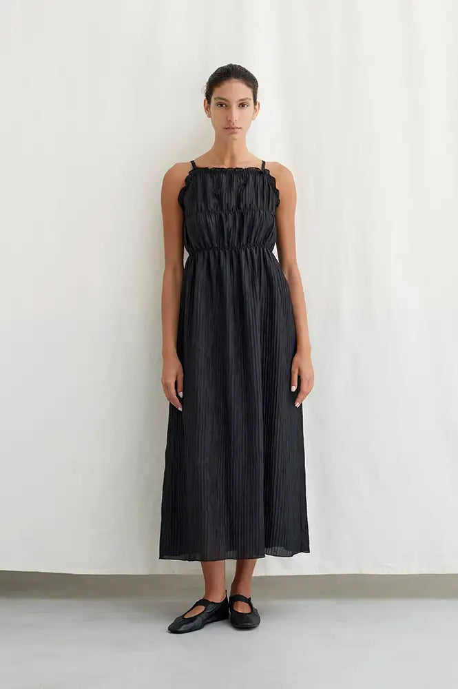 Diarte Encina Wrinkle Black Dress - The Mercantile London