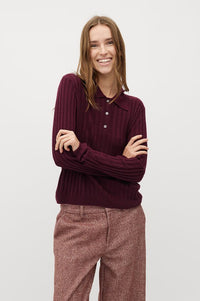 MBYM Idriana Fig Knit Polo Top - The Mercantile London