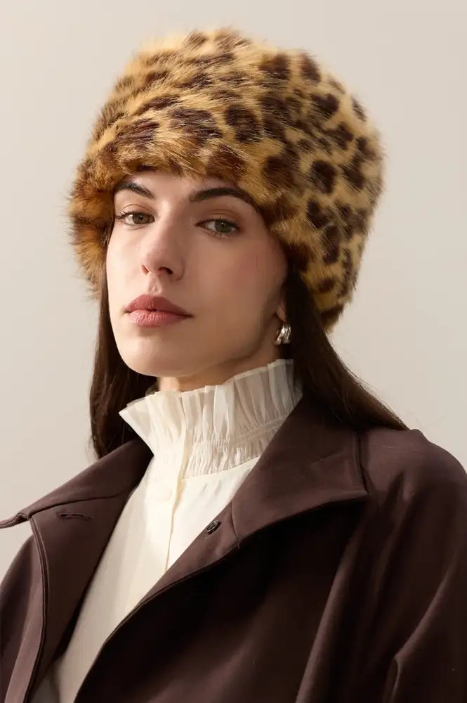 Helen Moore Leopard Faux Fur Pillbox Hat