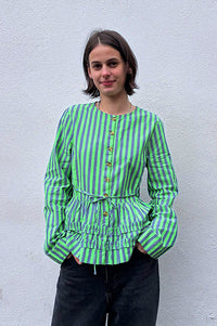 Damson Madder Madison Navy Pop Green Stripe Blouse