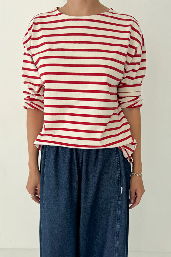 Le Bon Shoppe Marseilles Red Stripe On Cream Top