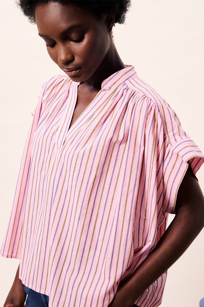 FRNCH Bonaia Rose Stripe Blouse - The Mercantile London